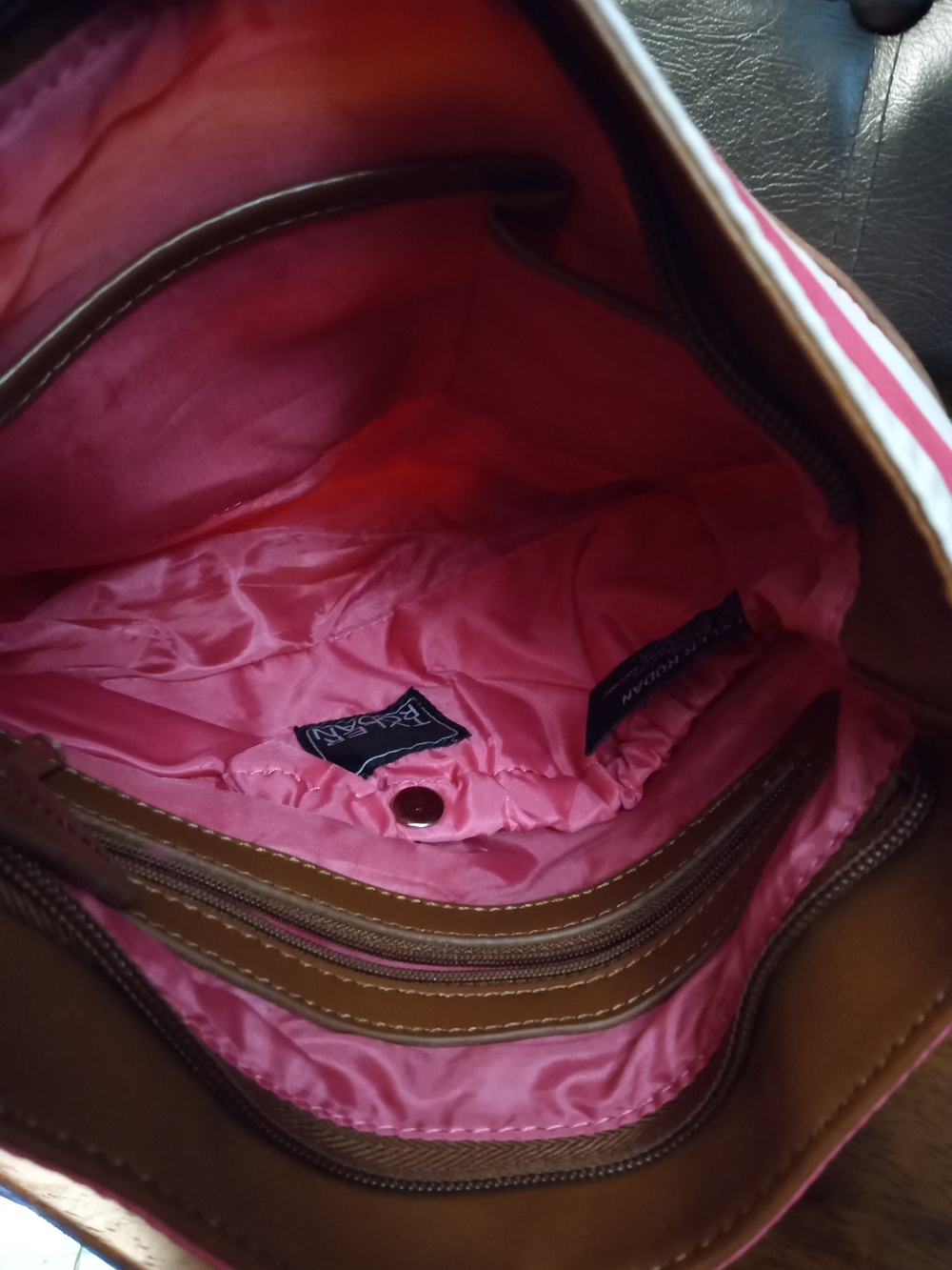 Tyler Rodan Pink and White Striped Crossbody Bag - Picture 7 of 7